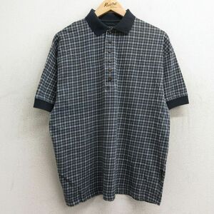 XL/古着 STRUCTURE 半袖 ポロ シャツ メンズ 00s コットン 紺他 ネイビー チェック 24apr13 中古 トップス