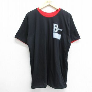 XL/古着 半袖 ビンテージ Tシャツ メンズ 00s BARRINGTON リバーシブル 大きいサイズ クルーネック 黒 ブラック 24apr13 中古