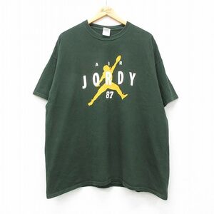 XL/古着 半袖 ビンテージ Tシャツ メンズ 00s AIR JORDY 大きいサイズ コットン クルーネック 濃緑 グリーン 24apr13 中古