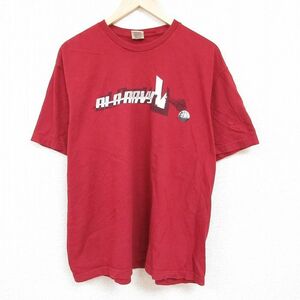 XL/古着 オールドネイビー OLD NAVY 半袖 Tシャツ メンズ ビッグロゴ 大きいサイズ コットン クルーネック エンジ 24apr15 中古