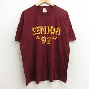 XL/古着 ジャージーズ 半袖 ビンテージ Tシャツ メンズ 90s シニア クルーネック エンジ 24apr15 中古