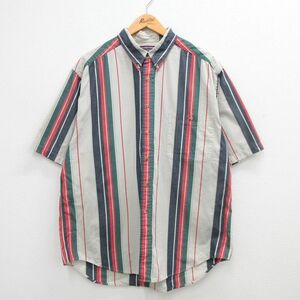 XL/古着 半袖 シャツ メンズ 90s ロング丈 ボタンダウン グレー系他 ストライプ 24apr15 中古 トップス