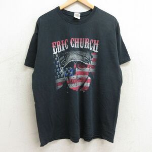 XL/古着 半袖 ビンテージ ロック バンド Tシャツ メンズ 00s エリックチャーチ 大きいサイズ コットン クルーネック 黒 ブラック 24apr15