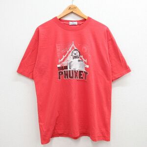 XL/古着 半袖 ビンテージ Tシャツ メンズ 00s 大仏 タイ ピンク系 24apr15 中古