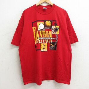 XL/古着 ジャージーズ 半袖 ビンテージ Tシャツ メンズ 90s デイトン バスケットボール マラソン 大きいサイズ コットン クルーネック 赤