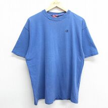 XL/古着 チャンピオン Champion 半袖 ビンテージ Tシャツ メンズ 00s ワンポイントロゴ クルーネック 青 ブルー 24apr15 中古_画像1