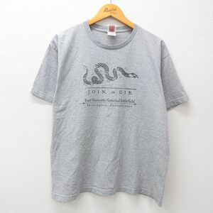 L/古着 半袖 ビンテージ Tシャツ メンズ 00s ヘビ クルーネック グレー 霜降り 24apr16 中古