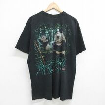XL/古着 フルーツオブザルーム 半袖 ビンテージ Tシャツ メンズ 90s パンダ ボロ 大きいサイズ コットン クルーネック 黒 ブラック spe 24a_画像2