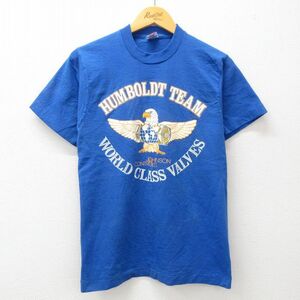 S/古着 フルーツオブザルーム 半袖 ビンテージ Tシャツ メンズ 90s ワシ ワールドクラス ラメ コットン クルーネック 青 ブルー 24apr16 中