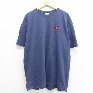 XL/古着 半袖 ビンテージ Tシャツ メンズ 90s NCAA 大きいサイズ コットン クルーネック 紺 ネイビー 24apr16 中古