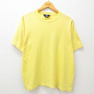 XL/古着 半袖 ビンテージ Tシャツ メンズ 90s 無地 クルーネック 黄 イエロー 24apr16 中古