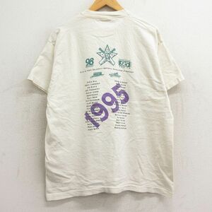 XL/古着 フルーツオブザルーム 半袖 ビンテージ Tシャツ メンズ 90s ソフトボール コンサート コットン クルーネック 生成り 24apr16 中古