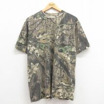 XL/古着 半袖 ビンテージ Tシャツ メンズ 00s モッシーオーク 胸ポケット付き クルーネック 茶他 ブラウン 迷彩 24apr16 中古_画像1