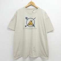 XL/古着 半袖 ビンテージ Tシャツ メンズ 00s セントラブレインディアンスクール 大きいサイズ コットン クルーネック ベージュ カーキ 24a_画像1