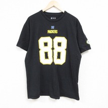 XL/古着 半袖 Tシャツ メンズ NFL グリーンベイパッカーズ ジャーマイケルフィンリー 88 コットン クルーネック 黒 ブラック アメフト スー_画像1