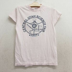 古着 ヘインズ 半袖 ビンテージ Tシャツ キッズ ボーイズ 子供服 80s CUSF クルーネック 薄ピンク 24apr17