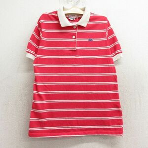 古着 ラコステ LACOSTE IZOD 半袖 ブランド ポロ シャツ キッズ ボーイズ 子供服 80s ワンポイントロゴ 赤他 レッド ボーダー 24apr17