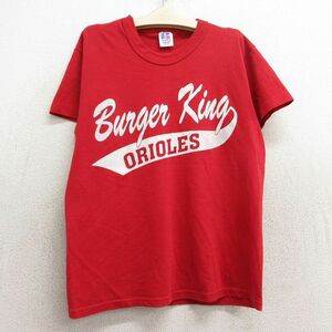 古着 ラッセル 半袖 ビンテージ Tシャツ キッズ ボーイズ 子供服 90s バーガーキング 22 クルーネック 赤 レッド 24apr17