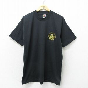 XL/古着 フルーツオブザルーム 半袖 ビンテージ Tシャツ メンズ 90s ニューヨーク クルーネック 黒 ブラック 24apr17 中古