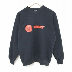 S/古着 フルーツオブザルーム 長袖 スウェット メンズ 90s TRANE ラグラン クルーネック 黒 ブラック spe 24apr17 中古 スエット トレーナ