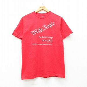 M/古着 ヘインズ 半袖 ビンテージ Tシャツ メンズ 80s ワシントンDC コットン クルーネック 赤 レッド 24apr17 中古