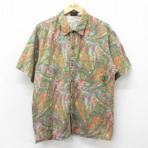 L/古着 パタゴニア patagonia 半袖 シャツ メンズ 90s 魚 葉 総柄 コットン 緑系他 グリーン spe 24apr17 中古 トップス