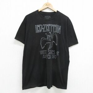 XL/古着 半袖 ロック バンド Tシャツ メンズ レッドツェッペリン 大きいサイズ コットン クルーネック 黒 ブラック 24apr18 中古