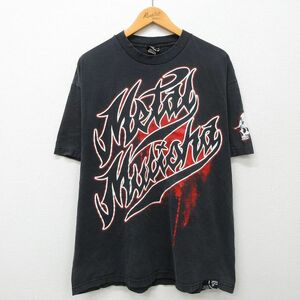 XL/古着 メタルマリーシャ 半袖 ビンテージ Tシャツ メンズ 00s スカル クルーネック 黒 ブラック 24apr18 中古