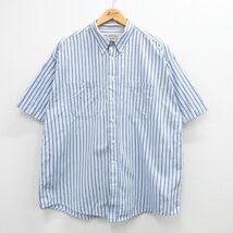 XL/古着 セントジョンズベイ 半袖 シャツ メンズ 90s 大きいサイズ コットン ボタンダウン 薄紺他 ネイビー ストライプ spe 24apr18 中古_画像1