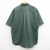 XL/古着 ノーティカ 半袖 ブランド シャツ メンズ 90s ワンポイントロゴ 大きいサイズ コットン ボタンダウン 濃緑 グリーン 24apr18 中古_画像3