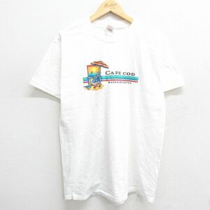 L/古着 フルーツオブザルーム 半袖 ビンテージ Tシャツ メンズ 00s ケープコッド 海 コットン クルーネック 白 ホワイト 24apr18 中古