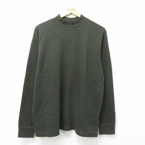 XL/古着 ベーシックエディションズ 長袖 ビンテージ Tシャツ メンズ 00s 無地 ハイネック モックネック 濃緑 グリーン 24apr18 中古