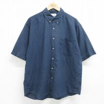 XL/古着 コロンビア 半袖 シャツ メンズ 00s ボタンダウン 紺 ネイビー 24apr18 中古 トップス_画像1