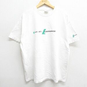 XL/古着 半袖 ビンテージ Tシャツ メンズ 00s LAFARGE 地球 コットン クルーネック 白 ホワイト spe 24apr18 中古