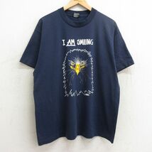 XL/古着 フルーツオブザルーム 半袖 ビンテージ Tシャツ メンズ 90s 鳥 クルーネック 紺 ネイビー 24apr19 中古_画像1