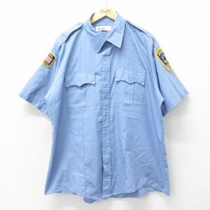 XL/古着 リバティ 半袖 ワーク シャツ メンズ SHERIFF 大きいサイズ ロング丈 薄紺 ネイビー spe 24apr19 中古 トップス