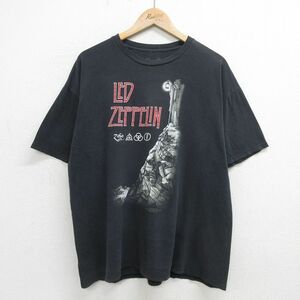 XL/古着 半袖 ビンテージ ロック バンド Tシャツ メンズ 00s レッドツェッペリン コットン クルーネック 黒 ブラック 24apr19 中古