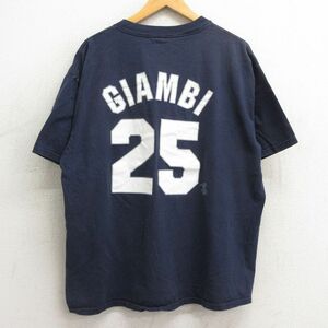 XL/古着 マジェスティック 半袖 ビンテージ Tシャツ メンズ 00s MLB ニューヨークヤンキース ジェイソンジアンビ 25 大きいサイズ コットン