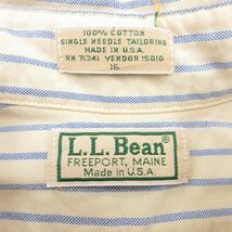 XL/古着 エルエルビーン LLBEAN 半袖 シャツ メンズ 80s オックスフォード コットン ボタンダウン 薄黄他 イエロー ストライプ 24apr19 中_画像4