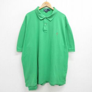 XL/古着 ラルフローレン 半袖 ブランド ポロ シャツ メンズ 90s ワンポイントロゴ 鹿の子 大きいサイズ コットン 緑 グリーン 24apr19 中古