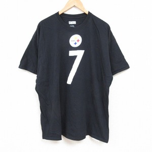 XL/古着 半袖 Tシャツ メンズ NFL ピッツバーグスティーラーズ ベンロスリスバーガー 7 大きいサイズ コットン クルーネック 黒 ブラック