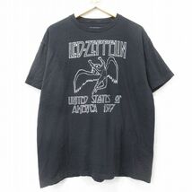 XL/古着 半袖 ロック バンド Tシャツ メンズ レッドツェッペリン 大きいサイズ コットン クルーネック 黒 ブラック 24apr19 中古_画像1