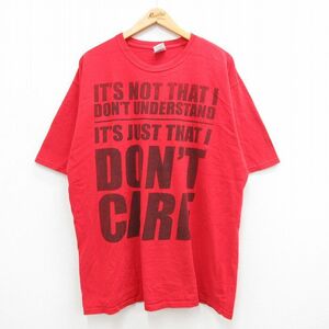 XL/古着 半袖 ビンテージ Tシャツ メンズ 00s DONT CARE 大きいサイズ コットン クルーネック 赤 レッド 24apr19 中古