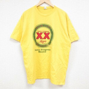 XL/古着 半袖 Tシャツ メンズ DOS EQUIS ビール メキシコ コットン クルーネック 黄 イエロー 24apr20 中古