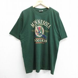 XL/古着 半袖 ビンテージ Tシャツ メンズ 00s ミネソタ ワシ 大きいサイズ コットン クルーネック 緑 グリーン 24apr20 中古