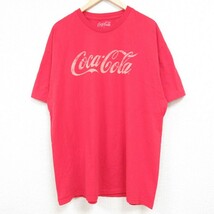 XL/古着 半袖 Tシャツ メンズ コカコーラ 大きいサイズ コットン クルーネック 赤 レッド 24apr20 中古_画像1