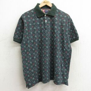 XL/古着 ラルフローレン チャップス 半袖 ブランド ポロ シャツ メンズ 90s 総柄 大きいサイズ コットン 緑他 グリーン spe 24apr20 中古