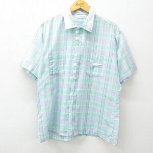 XL/古着 半袖 シャツ メンズ 80s 薄紺他 ネイビー チェック 24apr20 中古 トップス