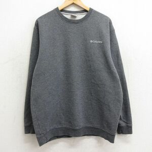 XL/古着 コロンビア 長袖 スウェット メンズ 00s ワンポイントロゴ クルーネック 濃グレー 霜降り 24apr20 中古 スエット トレーナー トッ