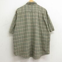 XL/古着 半袖 シャツ メンズ 90s 大きいサイズ コットン ベージュ他 カーキ チェック 24apr20 中古 トップス_画像3